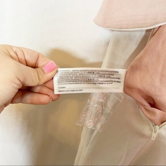 NWT C/MEO Collective Elation Ruffle-Bodice Gown in Ivory with Blush Size Large - Picture 7 of 10